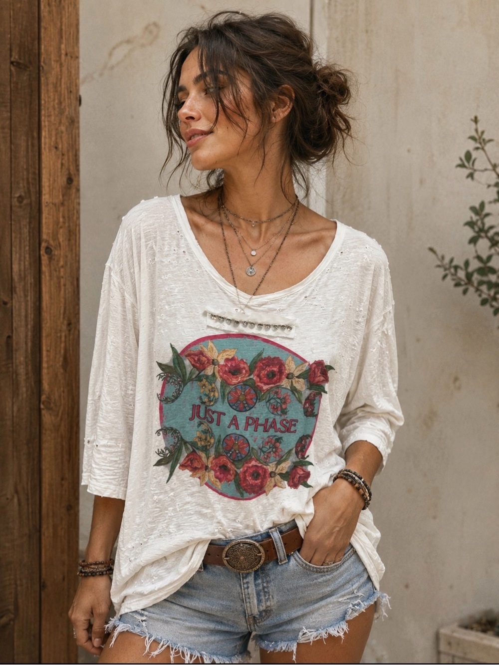 A RARE BIRD It's Just a Phase Tattered Shirt Size L/XL P2P 24’